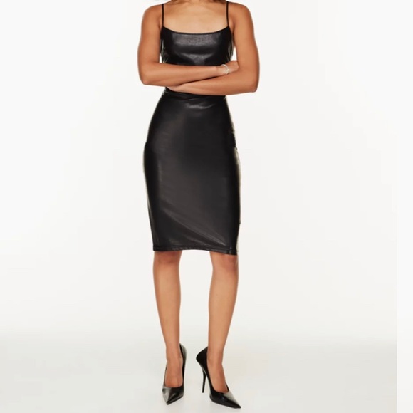 NWOT ARITZIA STRAPPY BACK VEGAN LEATHER DRESS - Picture 3 of 13